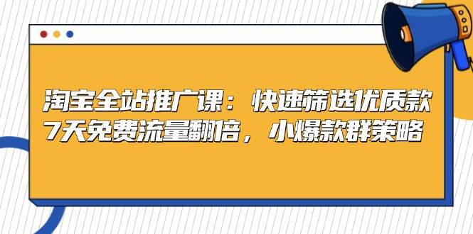 （13184期）淘宝全站推广课：快速筛选优质款，7天免费流量翻倍，小爆款群策略-讯领网创