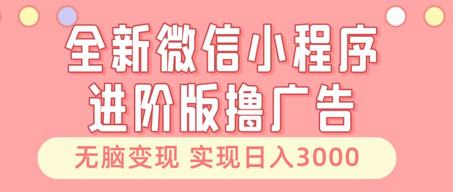 （13197期）全新微信小程序进阶版撸广告 无脑变现睡后也有收入 日入3000＋-讯领网创