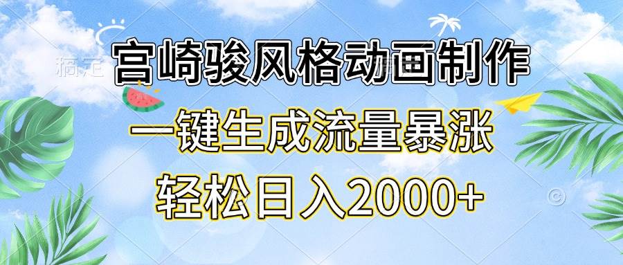 （13386期）宫崎骏风格动画制作，一键生成流量暴涨，轻松日入2000+-讯领网创