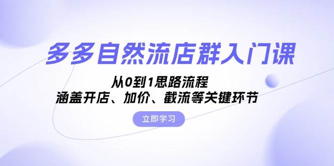 （13279期）多多自然流店群入门课，从0到1思路流程，涵盖开店、加价、截流等关键环节-讯领网创