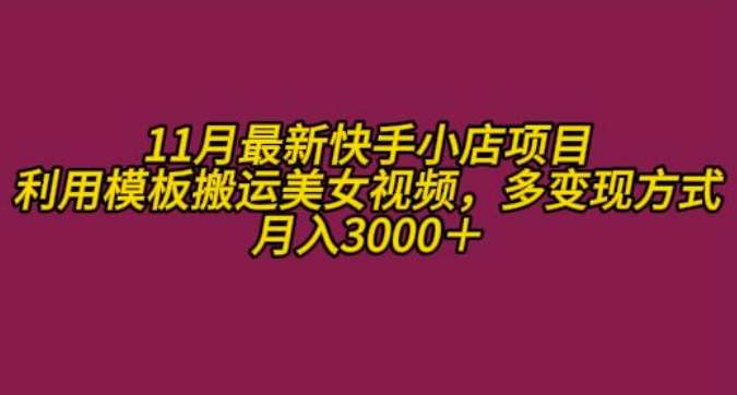 11月K总部落快手小店情趣男粉项目，利用模板搬运美女视频，多变现方式月入3000+-讯领网创