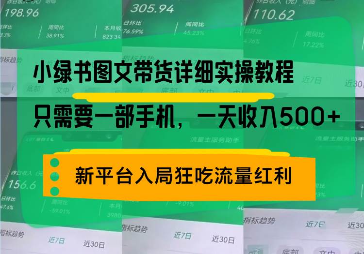 （13509期）小绿书图文带货详细实操教程，只需要一部手机，一天收入500+，轻松变现-讯领网创