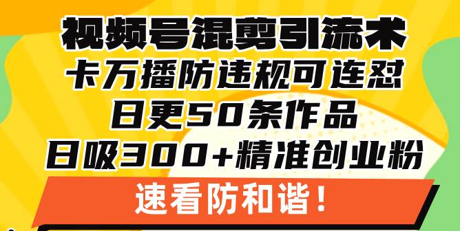 （13400期）视频号混剪引流技术，500万播放引流17000创业粉，操作简单当天学会-讯领网创