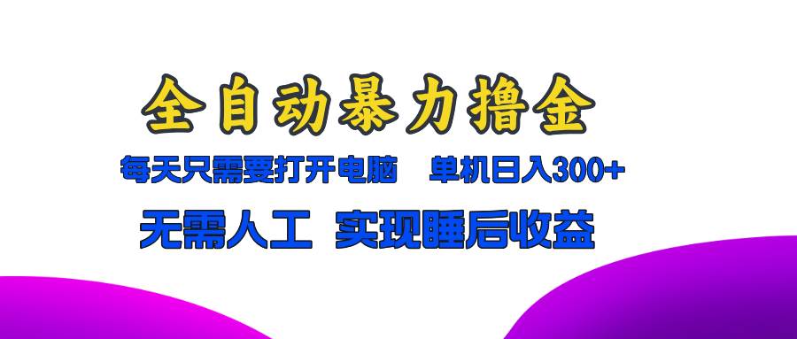 （13186期）全自动暴力撸金，只需要打开电脑，单机日入300+无需人工，实现睡后收益-讯领网创