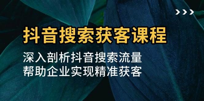 （13465期）抖音搜索获客课程：深入剖析抖音搜索流量，帮助企业实现精准获客-讯领网创