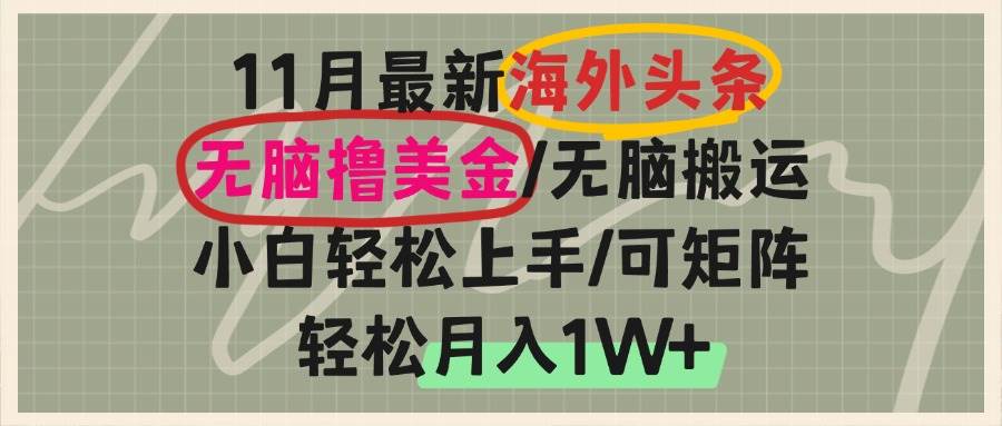 （13390期）海外头条，无脑搬运撸美金，小白轻松上手，可矩阵操作，轻松月入1W+-讯领网创