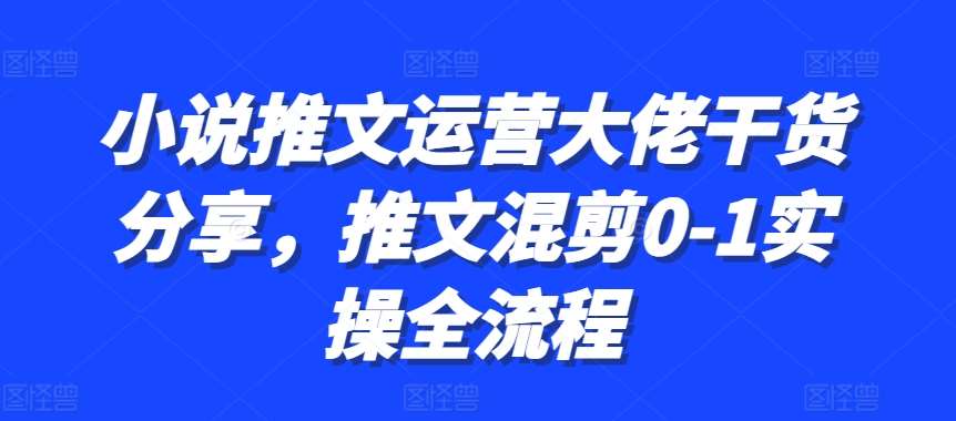 小说推文运营大佬干货分享，推文混剪0-1实操全流程-讯领网创