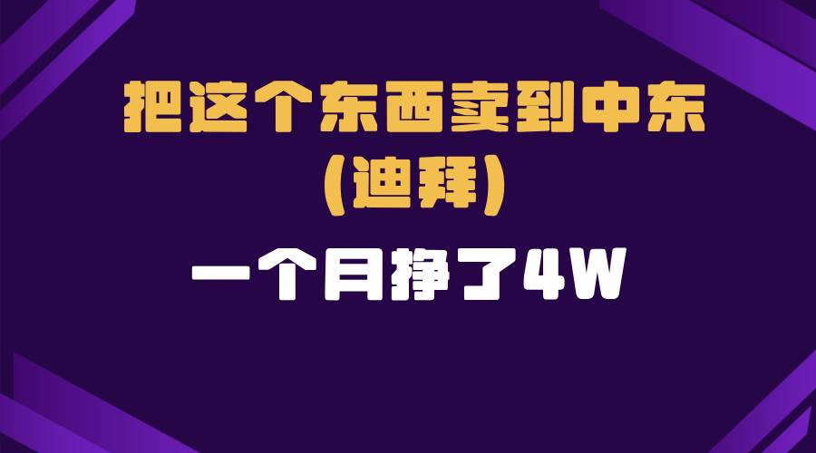 （13740期）跨境电商一个人在家把货卖到迪拜，暴力项目拆解-讯领网创