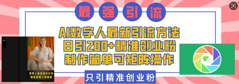 AI数字人最新引流方法，日引200+精准创业粉，制作简单可矩阵操作-讯领网创