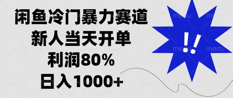 （13660期）闲鱼冷门暴力赛道，新人当天开单，利润80%，日入1000+-讯领网创