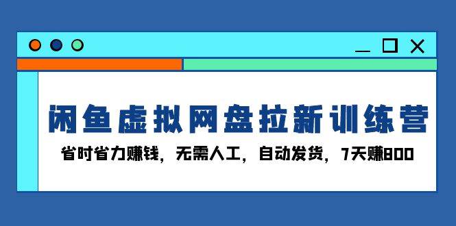 （13524期）闲鱼虚拟网盘拉新训练营：省时省力赚钱，无需人工，自动发货，7天赚800-讯领网创