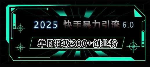 2025年快手6.0保姆级教程震撼来袭，单日狂吸300+精准创业粉-讯领网创