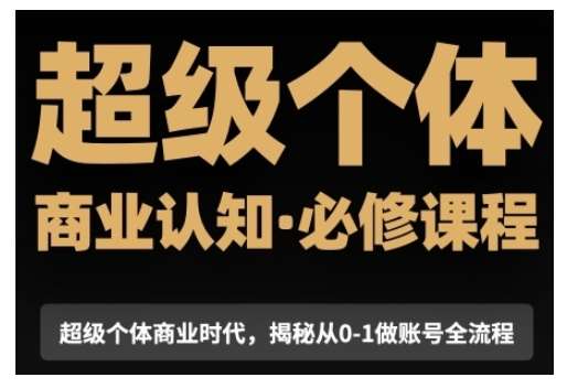 超级个体商业认知觉醒视频课，商业认知·必修课程揭秘从0-1账号全流程-讯领网创