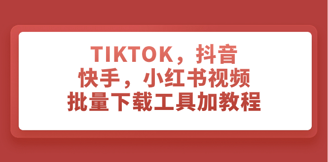 TIKTOK，抖音，快手，小红书视频批量下载工具加教程-讯领网创